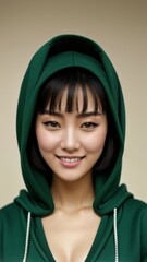 Photo Portrait of a Beautiful Asian Female in hoodie