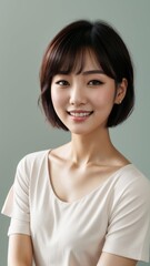 Photo Portrait of a Beautiful Asian Female in linen shirt