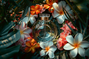 modern perfume with flower