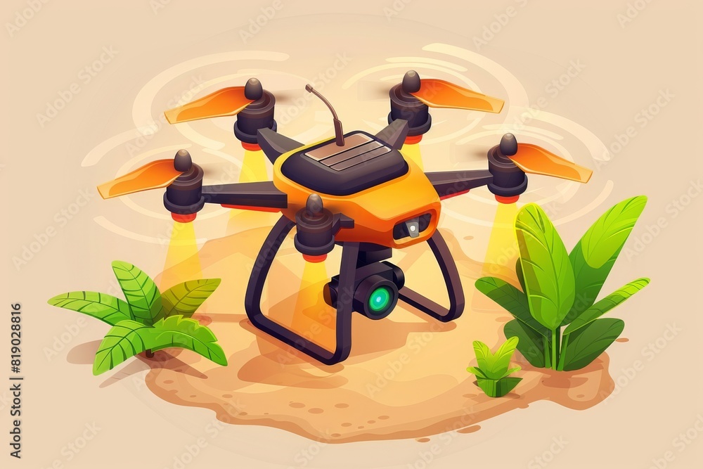 Poster vector automated drone farming techniques for plant health in farming automation analysis with drone