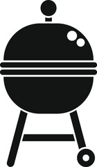 Simplified black and white vector icon of a charcoal grill for design and web use