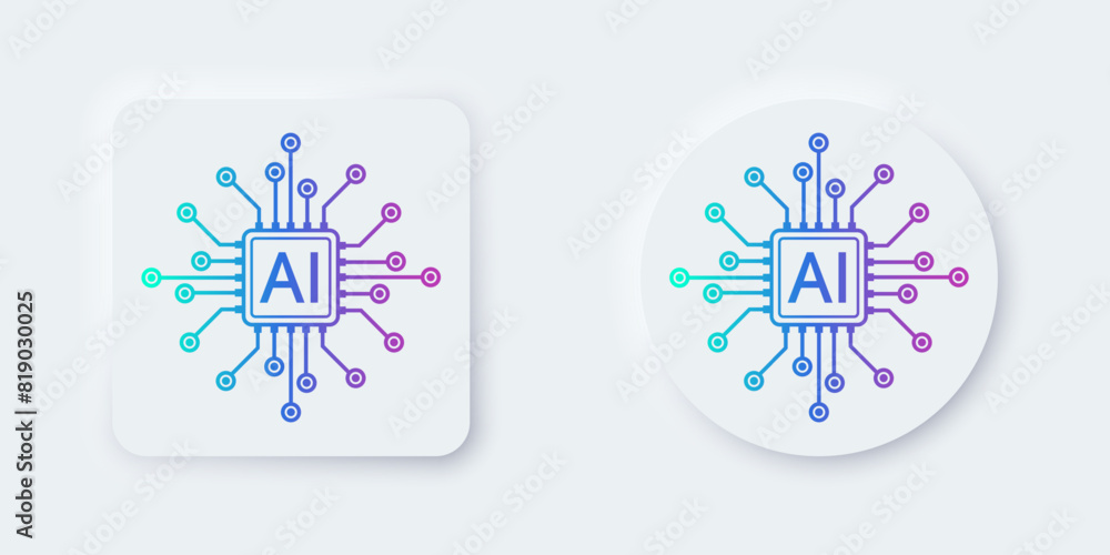 Poster AI Chipset button icon. Artificial intelligence technology concept design, Machine learning and generate by chip, Vector illustration for web, UX and UI.