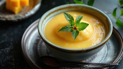 Close-up top view of ingredients Japanese Custard Pudding, Japanese food