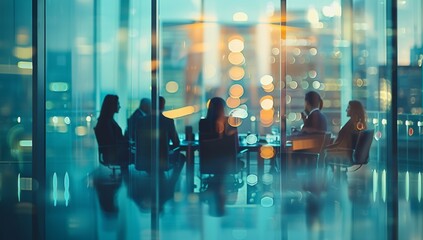 A group of business people were having a meeting in a conference room.