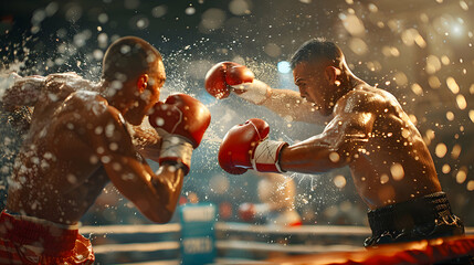 Dynamic Photo Realistic Image: Boxers Exchanging Flurry of Punches   Capturing Action, Intensity and Competition in the Heat of the Moment
