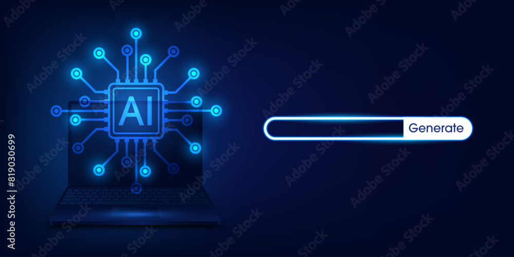 Aufkleber Generative Artificial intelligence technology concept. Generative bot for creating ideas. AI learning by command prompt for generate. Chat with AI. Futuristic abstract background. vector illustration.
