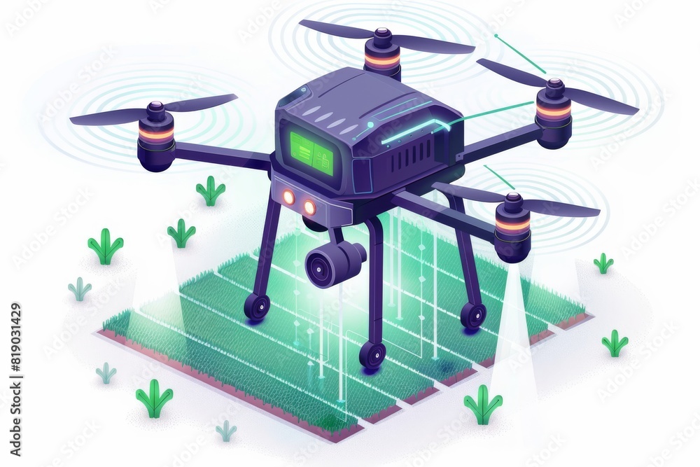Poster vector automated drone farming analysis with farming automation techniques for plant health and dron