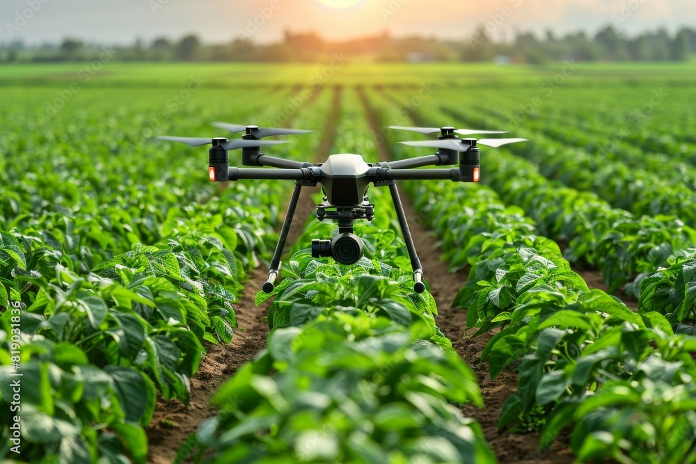 Poster drone technology in vector automated farming analysis for automated drone farming techniques with pl