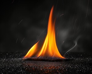 small fire flame, isolated black background