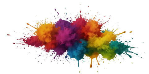 Colorful smoke rainbow painted holi fog festival background. Colorful rainbow paint color smoke cloud explosion isolated on transparent background.