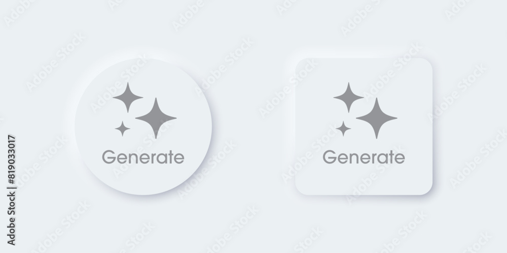 Poster Generate AI button. Artificial intelligence and Machine learning technology concept. AI enters by command prompt to generate ideas. Chat with AI.  UI UX design, Vector illustration.