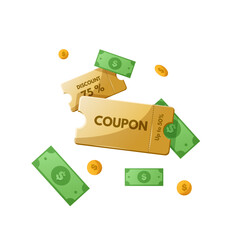 Coupon card template, coupon with discount and cash back money.