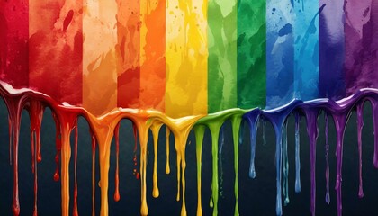 drips of paint in the colors of the lgbt flag, pride month
