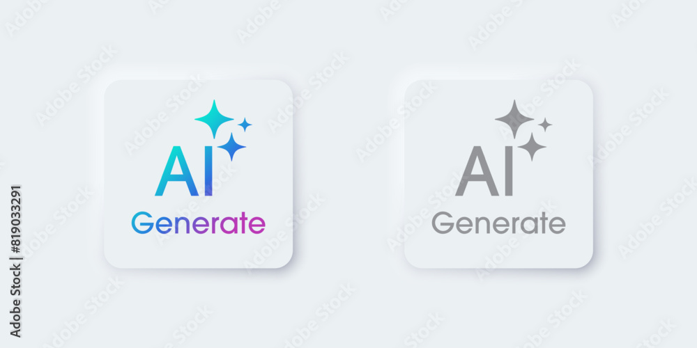 Aufkleber Generate AI button. Artificial intelligence and Machine learning technology concept. AI enters by command prompt to generate ideas. Chat with AI.  UI UX design, Vector illustration.