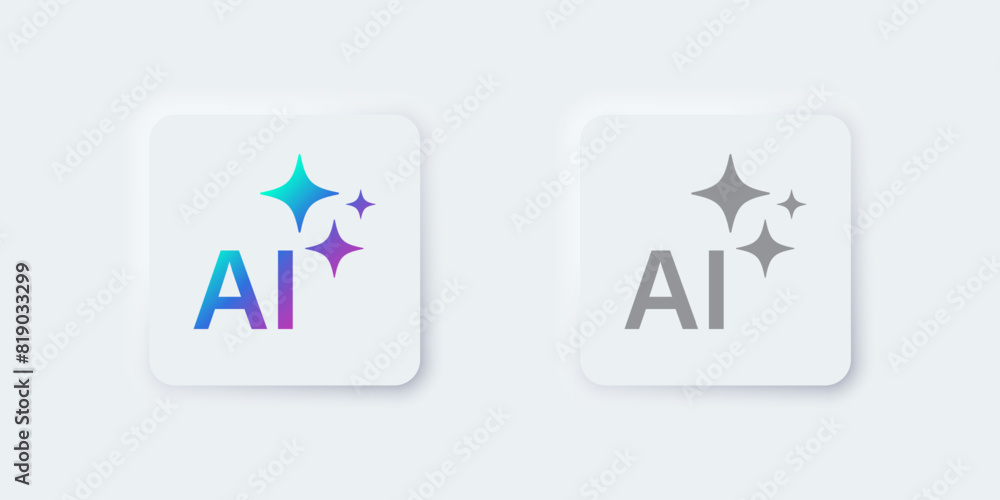 Aufkleber Generate AI button. Artificial intelligence and Machine learning technology concept. AI enters by command prompt to generate ideas. Chat with AI.  UI UX design, Vector illustration.