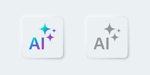 Generate AI button. Artificial intelligence and Machine learning technology concept. AI enters by command prompt to generate ideas. Chat with AI.  UI UX design, Vector illustration.