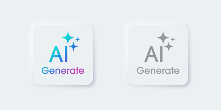 Generate AI button. Artificial intelligence and Machine learning technology concept. AI enters by command prompt to generate ideas. Chat with AI.  UI UX design, Vector illustration.