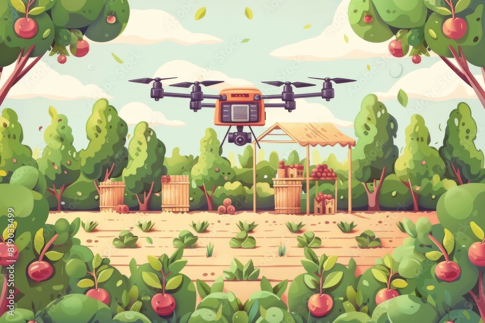 Poster farming automation techniques in vector automated drone farming analysis with drone technology for p