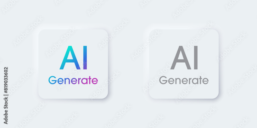 Aufkleber Generate AI button. Artificial intelligence and Machine learning technology concept. AI enters by command prompt to generate ideas. Chat with AI.  UI UX design, Vector illustration.