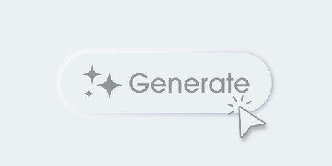 Generate AI button. Artificial intelligence and Machine learning technology concept. AI enters by command prompt to generate ideas. Chat with AI.  UI UX design, Vector illustration.
