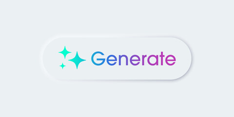 Generate AI button. Artificial intelligence and Machine learning technology concept. AI enters by command prompt to generate ideas. Chat with AI.  UI UX design, Vector illustration.