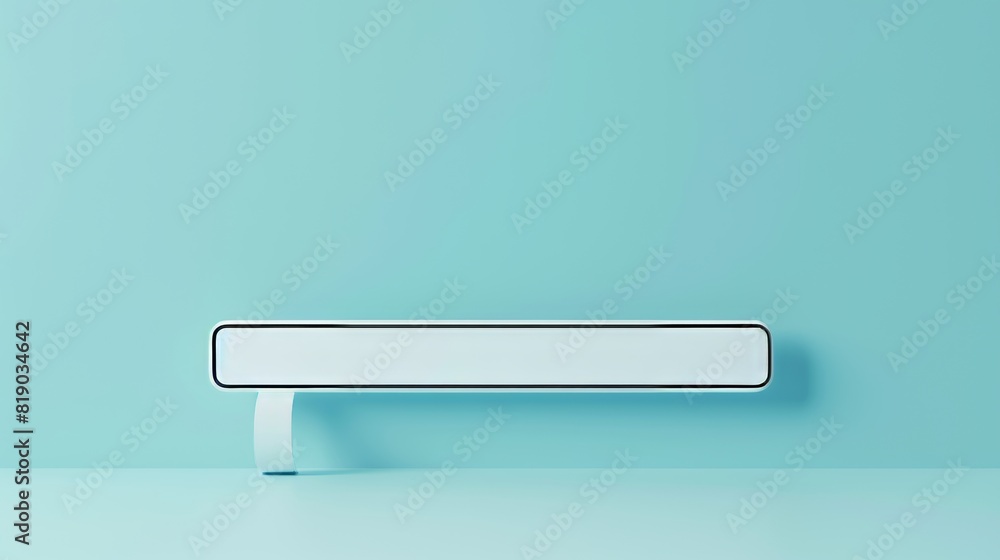 Poster detailed 3d rendering of a minimal search bar on pastel blue background. web search concept.