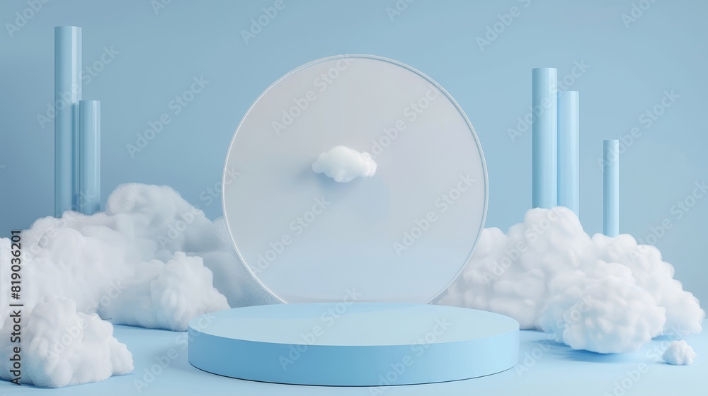 Aufkleber 3d display product abstract minimal scene with cloud podium platform. cylinder background. cosmetic 