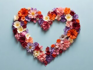 Obraz premium The shape of a heart from above made of colorful flowers