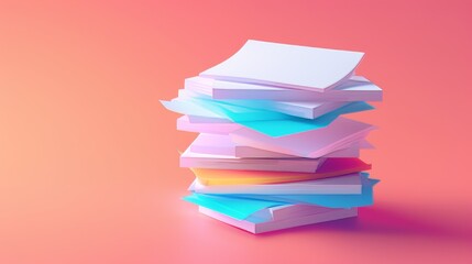 Icon of documents. Stack of paper. Document that has been confirmed or approved. Illustration in 3D modern format.