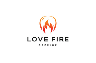 Fire of love logo design template flat vector