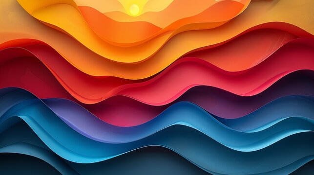 Geometric Background, Colorful background with layered squares, triangles, and curves Illustration image,