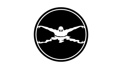 swimmer emblem, black isolated silhouette