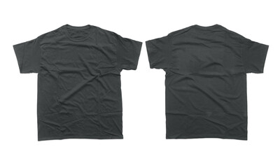 Front and Back Mockup of charcoal Heavyweight Cotton Crew neck Short Sleeve T-Shirt for Design Template Presentation