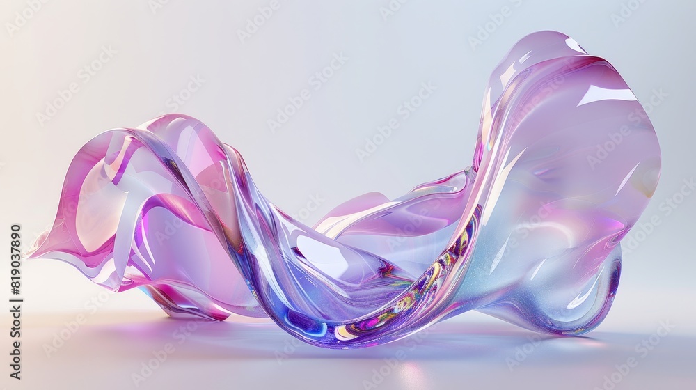 Poster rendering of a 3d wave glass. illustration of 3d rendering.