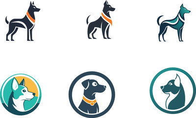 Dog logo collection modern designs for business  vector illustration