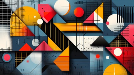 Geometric Background, Modern background featuring a mix of geometric shapes and vibrant colors Illustration image,