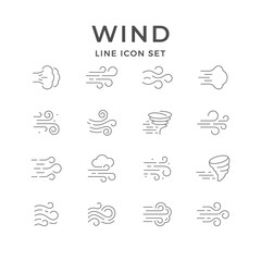 Set line icons of wind