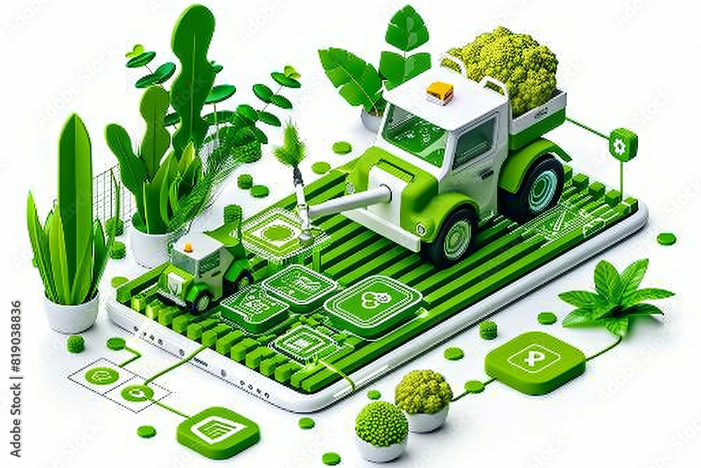 Aufkleber precision tech in eco-friendly robotic farming with modern agriculture techniques for smart horticul