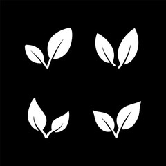 Set glyph icons of eco leaf