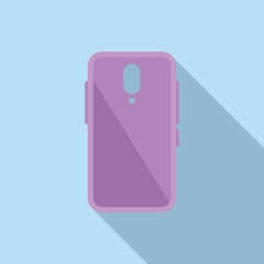 Vector illustration of a pink smartphone case with shadow on a pastel blue background