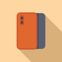 Vector illustration of a contemporary smartphone with a vibrant orange case and camera lenses