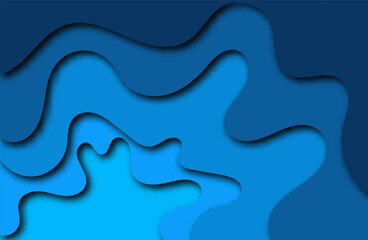 Paper art cartoon abstract waves. The background is cut out of paper. Modern origami design template. Vector illustration. 3d layers of paper, sea waves. eps 10