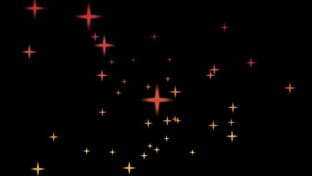 particles abstract background with golden shining stars dust bokeh glitter awards dust. Futuristic glittering fly movement flickering loop in space on black background