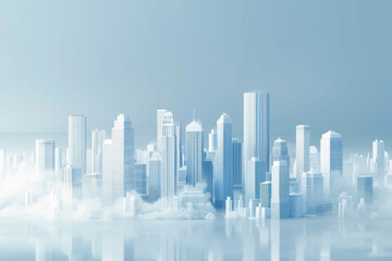 Virtual city skyline，Model of a city，Skyscrapers forming an uniform city
