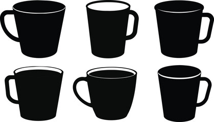 plastic mug black silhouette vector,black vector,waterpod,teapoad.