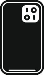 Black and white vector icon of a contemporary smartphone with dual camera setup