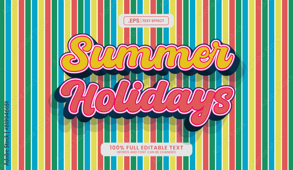 Canvas Prints editable text style effect, summer holidays text style retro