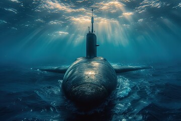 Submarine Surfacing A submarine surfacing from underwater, showcasing the advanced technology used in underwater exploration