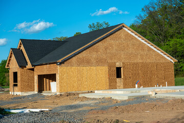 unfinished new plywood house