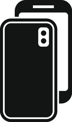 Black smartphone icon vector illustration for modern mobile phone technology and communication graphic design. Isolated on a simple and minimalistic flat web interface